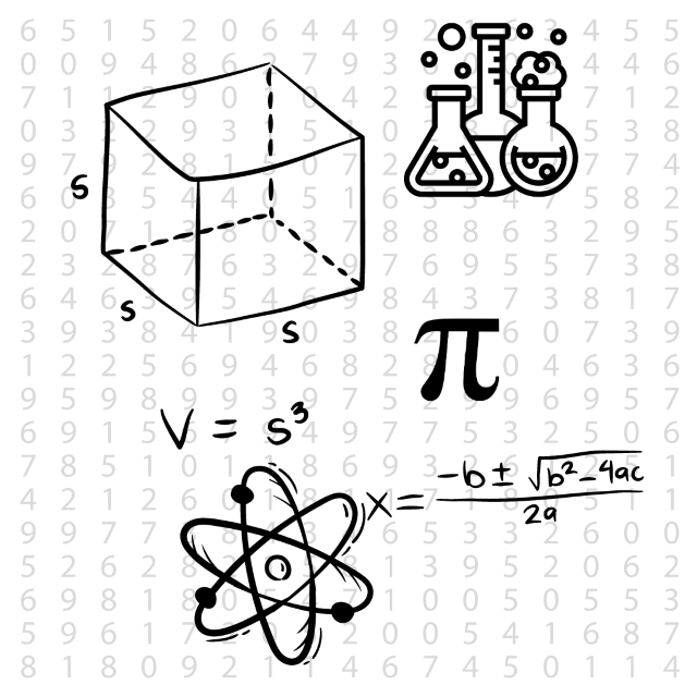 Mathematical equations overlaid on a background of numbers, indicating the experimental beta phase of the app.