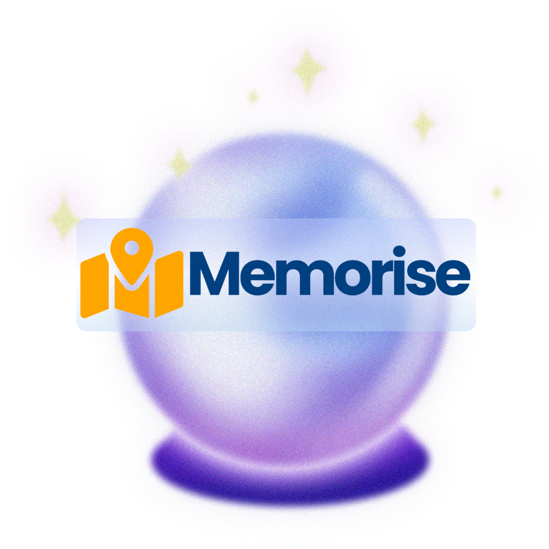 An image of a crystal ball with the Memorise logo on it, visually representing the upcoming features and plans.